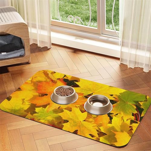 Autumn Colors Fall Leaves,Waterproof Pet Feeding Mat,PU Leather Placemats for Cat Dog Water Bowl,Food Mats,40x60cm von InOmak