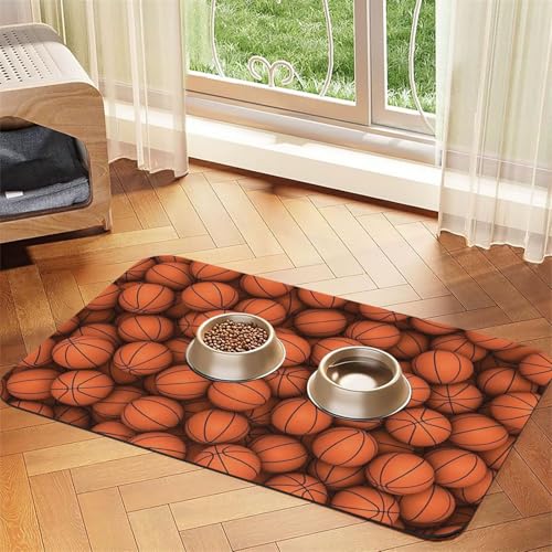 Basketball Orange,Futtermatte für Haustiere, Tischsets aus PU-Leder für Katzen und Hunde,40x60cm Basketball Orange,Futtermatte für Haustiere, Tischsets aus PU-Leder für Katzen und Hunde,40x60cm von InOmak