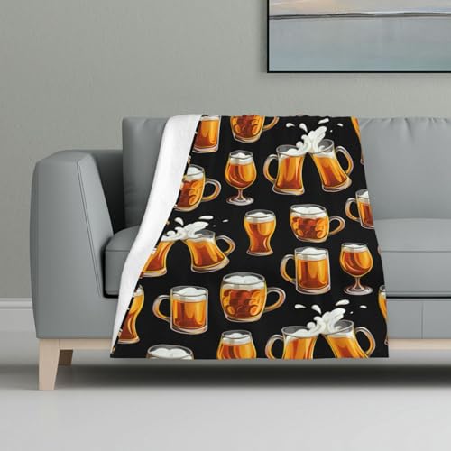 Bierglas,Decke, warme Anti-Pilling-Flanell-Plüsch-Überwurfdecke, 81 x 122 cm von InOmak
