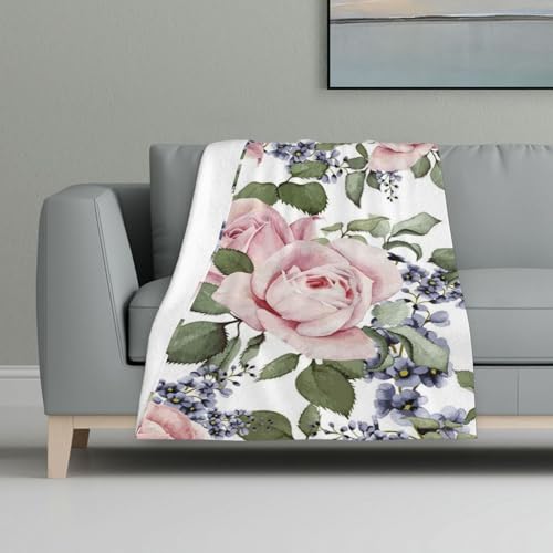 Blühende rosa Rose,Decke, warme Anti-Pilling-Flanell-Plüsch-Überwurfdecke, 81 x 122 cm Blühende rosa Rose,Decke, warme Anti-Pilling-Flanell-Plüsch-Überwurfdecke, 81 x 122 cm von InOmak