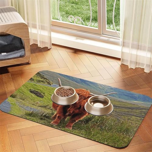 Braunes Hochlandrind,Futtermatte für Haustiere, Tischsets aus PU-Leder für Katzen und Hunde,30x45cm Braunes Hochlandrind,Futtermatte für Haustiere, Tischsets aus PU-Leder für Katzen und Hunde,30x45cm von InOmak