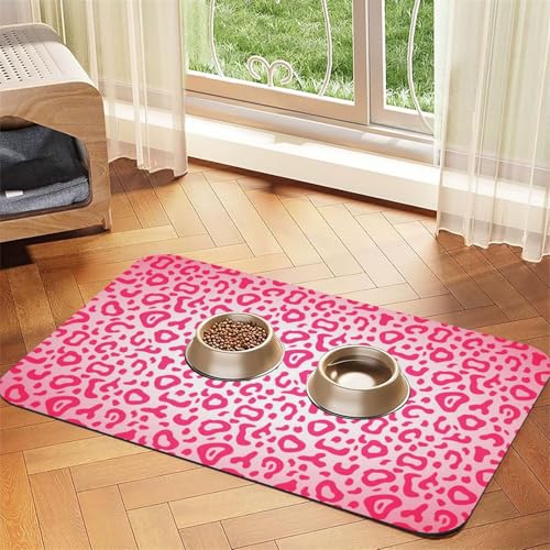 Bright Pink Leopard Skin Pattern,Waterproof Pet Feeding Mat,PU Leather Placemats for Cat Dog Water Bowl,Food Mats,40x60cm Bright Pink Leopard Skin Pattern,Waterproof Pet Feeding Mat,PU Leather Placemats for Cat Dog Water Bowl,Food Mats,40x60cm von InOmak