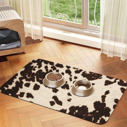 Brown Cowhide Printed,Waterproof Pet Feeding Mat,PU Leather Placemats for Cat Dog Water Bowl,Food Mats,40x60cm Brown Cowhide Printed,Waterproof Pet Feeding Mat,PU Leather Placemats for Cat Dog Water Bowl,Food Mats,40x60cm von InOmak