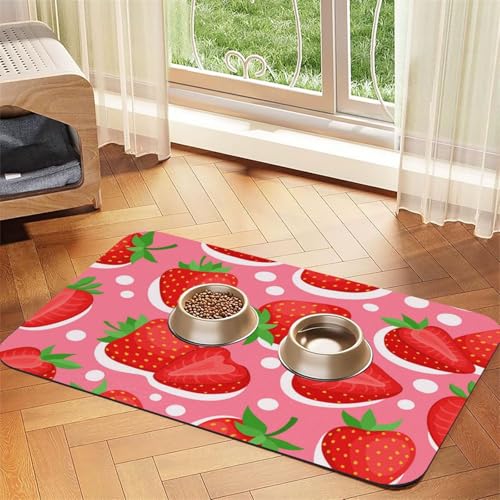 Cartoon Helle Erdbeeren Auf Weiß,Futtermatte für Haustiere, Tischsets aus PU-Leder für Katzen und Hunde,30x45cm Cartoon Helle Erdbeeren Auf Weiß,Futtermatte für Haustiere, Tischsets aus PU-Leder für Katzen und Hunde,30x45cm von InOmak