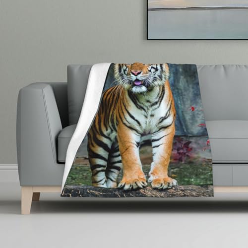 Der Tiger,Decke, warme Anti-Pilling-Flanell-Plüsch-Überwurfdecke, 81 x 122 cm von InOmak