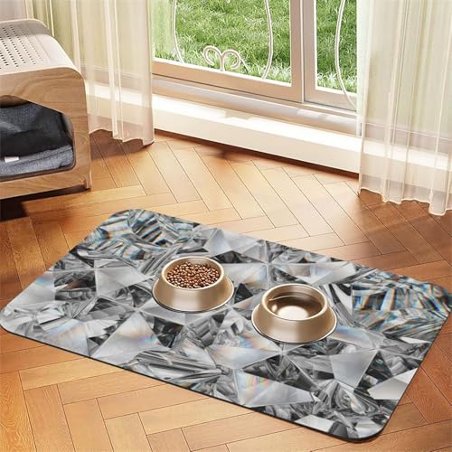 Diamond Texture Style Crystal,Waterproof Pet Feeding Mat,PU Leather Placemats for Cat Dog Water Bowl,Food Mats,30x45cm Diamond Texture Style Crystal,Waterproof Pet Feeding Mat,PU Leather Placemats for Cat Dog Water Bowl,Food Mats,30x45cm von InOmak