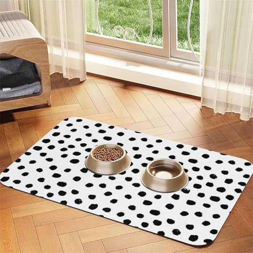 Dots and Spots Black and White,Waterproof Pet Feeding Mat,PU Leather Placemats for Cat Dog Water Bowl,Food Mats,40x60cm Dots and Spots Black and White,Waterproof Pet Feeding Mat,PU Leather Placemats for Cat Dog Water Bowl,Food Mats,40x60cm von InOmak
