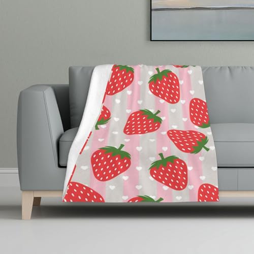 Erdbeere,Decke, warme Anti-Pilling-Flanell-Plüsch-Überwurfdecke, 81 x 122 cm Erdbeere,Decke, warme Anti-Pilling-Flanell-Plüsch-Überwurfdecke, 81 x 122 cm von InOmak