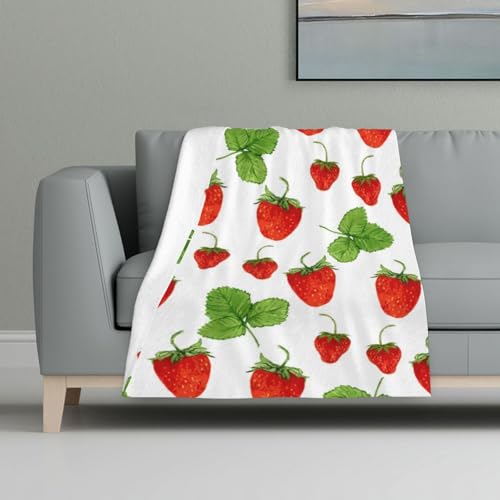 Erdbeerpflanzen Obst Weiß Druck,Decke, warme Anti-Pilling-Flanell-Plüsch-Überwurfdecke, 81 x 122 cm Erdbeerpflanzen Obst Weiß Druck,Decke, warme Anti-Pilling-Flanell-Plüsch-Überwurfdecke, 81 x 122 cm von InOmak