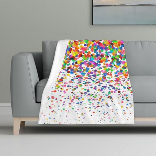 Farbige Punkte Kunstdruck,Decke, warme Anti-Pilling-Flanell-Plüsch-Überwurfdecke, 81 x 122 cm von InOmak