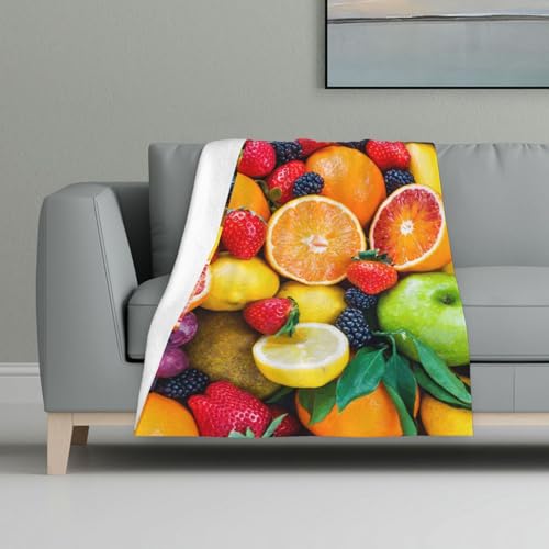 Frisches Obst,Decke, warme Anti-Pilling-Flanell-Plüsch-Überwurfdecke, 81 x 122 cm von InOmak