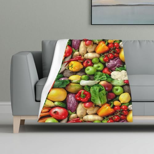 Frisches Obst und Gemüse,Decke, warme Anti-Pilling-Flanell-Plüsch-Überwurfdecke, 81 x 122 cm von InOmak
