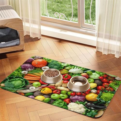 Frisches Obst und Gemüse Bedruckt,Futtermatte für Haustiere, Tischsets aus PU-Leder für Katzen und Hunde,30x45cm Frisches Obst und Gemüse Bedruckt,Futtermatte für Haustiere, Tischsets aus PU-Leder für Katzen und Hunde,30x45cm von InOmak