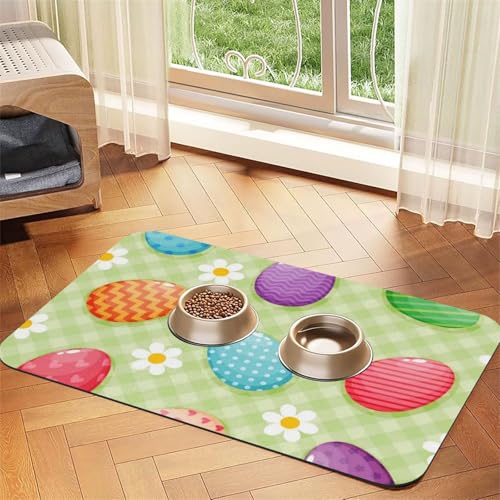 Frohe Ostern Bunte Ostereier,Futtermatte für Haustiere, Tischsets aus PU-Leder für Katzen und Hunde,30x45cm Frohe Ostern Bunte Ostereier,Futtermatte für Haustiere, Tischsets aus PU-Leder für Katzen und Hunde,30x45cm von InOmak