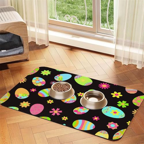 Frohe Ostern Bunte Ostereier,Futtermatte für Haustiere, Tischsets aus PU-Leder für Katzen und Hunde,40x60cm Frohe Ostern Bunte Ostereier,Futtermatte für Haustiere, Tischsets aus PU-Leder für Katzen und Hunde,40x60cm von InOmak