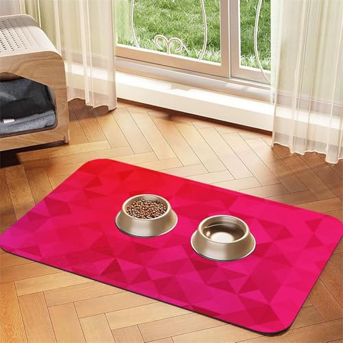 Fuchsia Dreieck Geometrisch,Futtermatte für Haustiere, Tischsets aus PU-Leder für Katzen und Hunde,30x45cm Fuchsia Dreieck Geometrisch,Futtermatte für Haustiere, Tischsets aus PU-Leder für Katzen und Hunde,30x45cm von InOmak