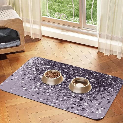 Funkelnde Lavendel Lady Glitter Glänzende Dekorkunst,Futtermatte für Haustiere, Tischsets aus PU-Leder für Katzen und Hunde,40x60cm Funkelnde Lavendel Lady Glitter Glänzende Dekorkunst,Futtermatte für Haustiere, Tischsets aus PU-Leder für Katzen und Hunde,40x60cm von InOmak