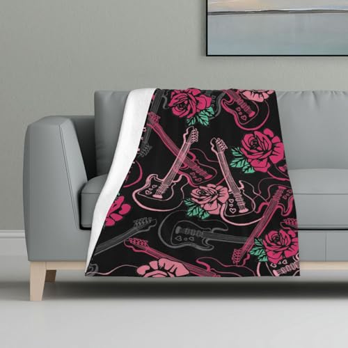 Gitarre und Rose,Decke, warme Anti-Pilling-Flanell-Plüsch-Überwurfdecke, 81 x 122 cm Gitarre und Rose,Decke, warme Anti-Pilling-Flanell-Plüsch-Überwurfdecke, 81 x 122 cm von InOmak