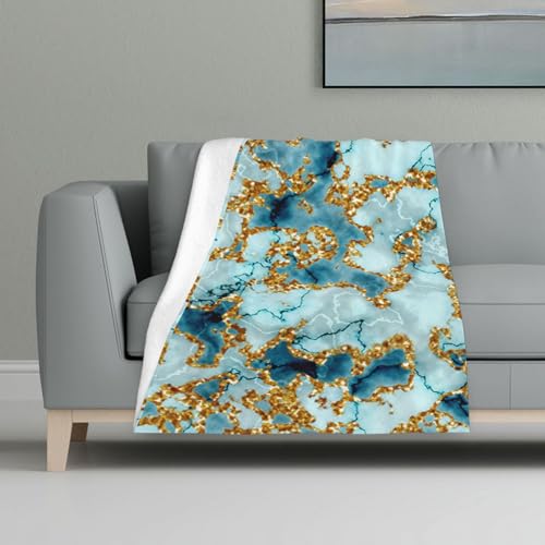 Glitzer Gold Teal Marmor Texturiert,Decke, warme Anti-Pilling-Flanell-Plüsch-Überwurfdecke, 81 x 122 cm Glitzer Gold Teal Marmor Texturiert,Decke, warme Anti-Pilling-Flanell-Plüsch-Überwurfdecke, 81 x 122 cm von InOmak