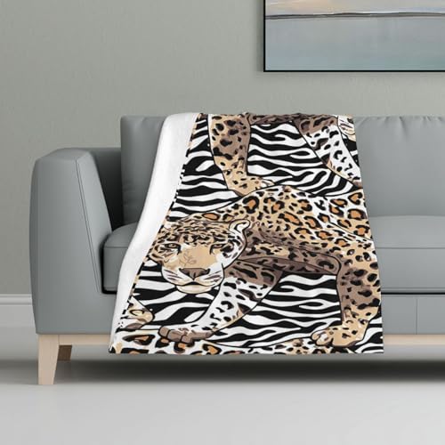 Gold Leopard Zebra Haut Hintergrund,Decke, warme Anti-Pilling-Flanell-Plüsch-Überwurfdecke, 81 x 122 cm von InOmak