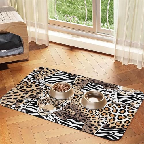 Gold Leopard Zebra Skin Background,Waterproof Pet Feeding Mat,PU Leather Placemats for Cat Dog Water Bowl,Food Mats,30x45cm von InOmak