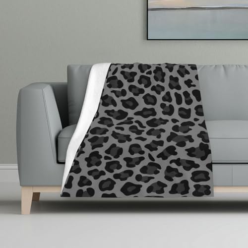 Grauer und schwarzer Leopard,Decke, warme Anti-Pilling-Flanell-Plüsch-Überwurfdecke, 81 x 122 cm von InOmak