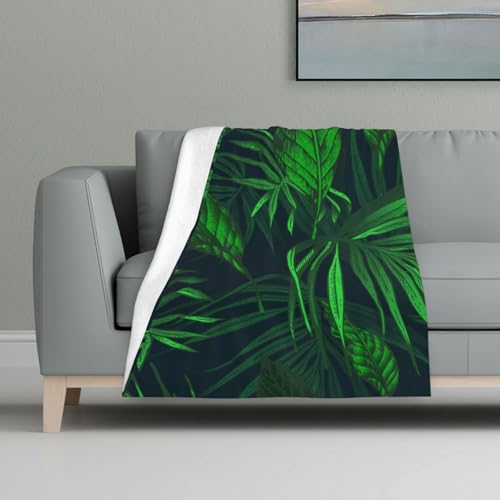 Grüne Tropische Dschungelpflanze Bedruckt,Decke, warme Anti-Pilling-Flanell-Plüsch-Überwurfdecke, 81 x 122 cm Grüne Tropische Dschungelpflanze Bedruckt,Decke, warme Anti-Pilling-Flanell-Plüsch-Überwurfdecke, 81 x 122 cm von InOmak