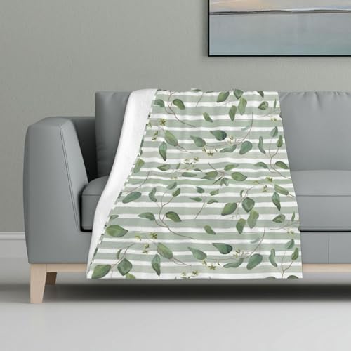 Grüner Silberdollar-Eukalyptus,Decke, warme Anti-Pilling-Flanell-Plüsch-Überwurfdecke, 81 x 122 cm Grüner Silberdollar-Eukalyptus,Decke, warme Anti-Pilling-Flanell-Plüsch-Überwurfdecke, 81 x 122 cm von InOmak