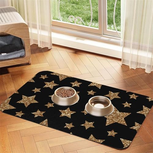 Helle Sterne in Gold und Bronze,Futtermatte für Haustiere, Tischsets aus PU-Leder für Katzen und Hunde,40x60cm Helle Sterne in Gold und Bronze,Futtermatte für Haustiere, Tischsets aus PU-Leder für Katzen und Hunde,40x60cm von InOmak
