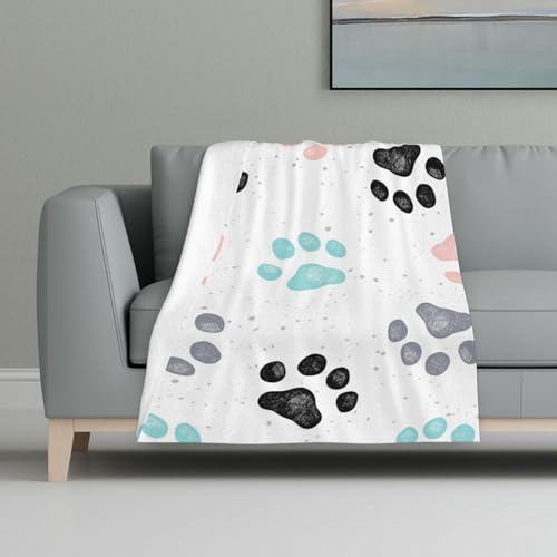 Hundepfotenabdrücke,Decke, warme Anti-Pilling-Flanell-Plüsch-Überwurfdecke, 81 x 122 cm Hundepfotenabdrücke,Decke, warme Anti-Pilling-Flanell-Plüsch-Überwurfdecke, 81 x 122 cm von InOmak