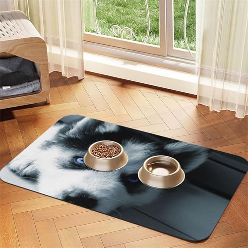 Husky-Welpe,Futtermatte für Haustiere, Tischsets aus PU-Leder für Katzen und Hunde,30x45cm Husky-Welpe,Futtermatte für Haustiere, Tischsets aus PU-Leder für Katzen und Hunde,30x45cm von InOmak
