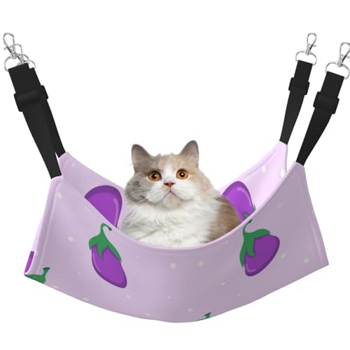 InOmak Aubergine Gemüse Obst, Katzenhängematte, weiches, doppelseitiges Hängebett für kleine Hunde und Haustiere,L von InOmak