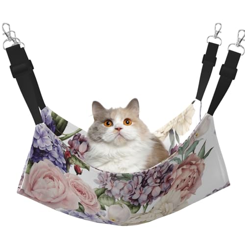 InOmak Blumen Aquarell Blume, Katzenhängematte, weiches, doppelseitiges Hängebett für kleine Hunde und Haustiere,L von InOmak