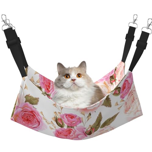 InOmak Blumen Blume Rose Rosa, Katzenhängematte, weiches, doppelseitiges Hängebett für kleine Hunde und Haustiere,L von InOmak
