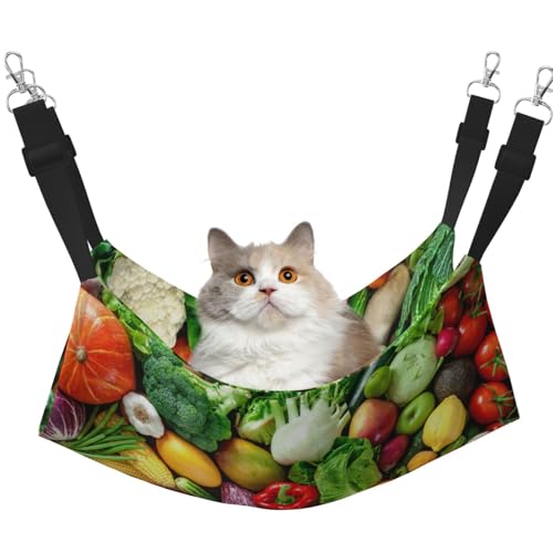 InOmak Frisches Obst und Gemüse Bedruckt, Katzenhängematte, weiches, doppelseitiges Hängebett für kleine Hunde und Haustiere,L von InOmak