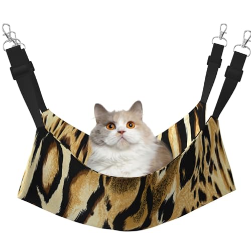 InOmak Leopard Löwe Tiger Haut Fell Gestromt, Katzenhängematte, weiches, doppelseitiges Hängebett für kleine Hunde und Haustiere,L von InOmak