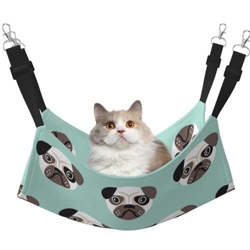 InOmak Mops Blauer Welpe Illustration Kindermuster, Katzenhängematte, weiches, doppelseitiges Hängebett für kleine Hunde und Haustiere,M InOmak Mops Blauer Welpe Illustration Kindermuster, Katzenhängematte, weiches, doppelseitiges Hängebett für kleine Hunde und Haustiere,M von InOmak