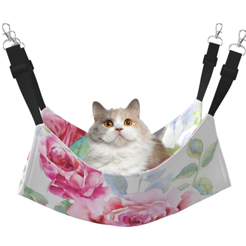 InOmak Schöne Blumen Rose Rosa Blume Floral, Katzenhängematte, weiches, doppelseitiges Hängebett für kleine Hunde und Haustiere,M von InOmak