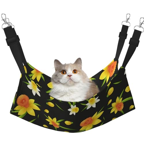 InOmak Seamless, Hintergrunddesign, Mit, Narzissen, Blumen, Katzenhängematte, weiches, doppelseitiges Hängebett für kleine Hunde und Haustiere,M von InOmak