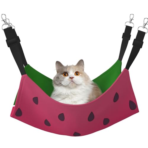 InOmak Wassermelone Obst Sommer, Katzenhängematte, weiches, doppelseitiges Hängebett für kleine Hunde und Haustiere,L von InOmak