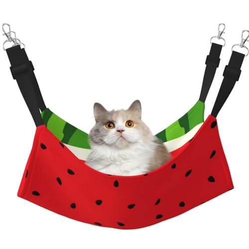 InOmak Wassermelonenmuster, Obst, Rot, Stilvoll, Katzenhängematte, weiches, doppelseitiges Hängebett für kleine Hunde und Haustiere,L von InOmak
