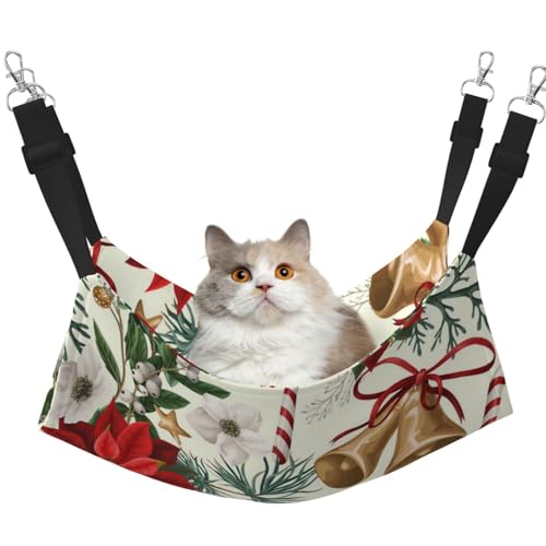 InOmak Weihnachtsstern Blumen Weihnachtsglocke, Katzenhängematte, weiches, doppelseitiges Hängebett für kleine Hunde und Haustiere,M von InOmak