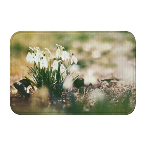 InOmak Wildes Frühlings-Schneeglöckchen,Soft Saummatte Fußmatte Badematte rutschfeste Bodenmatte saugfähige Badezimmerunterlage 40x60 cm von InOmak