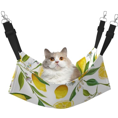 InOmak Zitrone, Frucht, Blumen, Katzenhängematte, weiches, doppelseitiges Hängebett für kleine Hunde und Haustiere,L von InOmak
