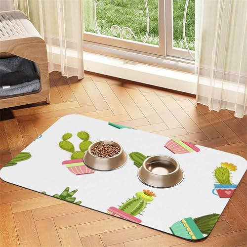 Kakteen Sukkulenten in Blumentöpfen,Futtermatte für Haustiere, Tischsets aus PU-Leder für Katzen und Hunde,30x45cm Kakteen Sukkulenten in Blumentöpfen,Futtermatte für Haustiere, Tischsets aus PU-Leder für Katzen und Hunde,30x45cm von InOmak