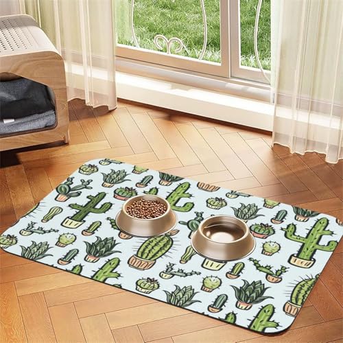 Kaktus im weißen Hintergrundmuster,Futtermatte für Haustiere, Tischsets aus PU-Leder für Katzen und Hunde,30x45cm Kaktus im weißen Hintergrundmuster,Futtermatte für Haustiere, Tischsets aus PU-Leder für Katzen und Hunde,30x45cm von InOmak