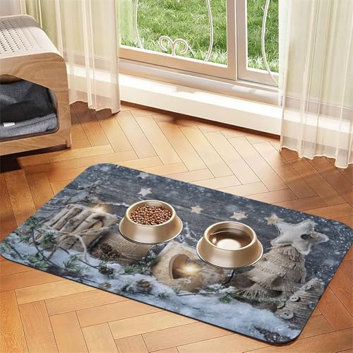 Kerze Winter,Futtermatte für Haustiere, Tischsets aus PU-Leder für Katzen und Hunde,40x60cm Kerze Winter,Futtermatte für Haustiere, Tischsets aus PU-Leder für Katzen und Hunde,40x60cm von InOmak