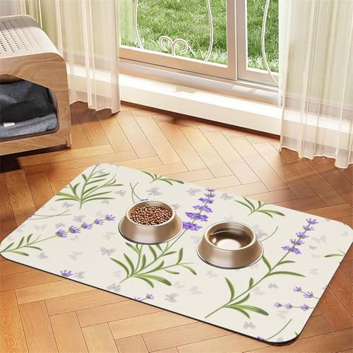 Lavender Pattern,Waterproof Pet Feeding Mat,PU Leather Placemats for Cat Dog Water Bowl,Food Mats,40x60cm Lavender Pattern,Waterproof Pet Feeding Mat,PU Leather Placemats for Cat Dog Water Bowl,Food Mats,40x60cm von InOmak