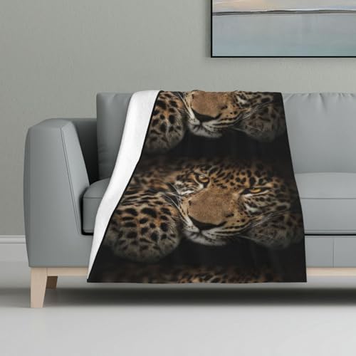 Leopard,Decke, warme Anti-Pilling-Flanell-Plüsch-Überwurfdecke, 81 x 122 cm von InOmak