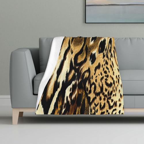 Leopard Löwe Tiger Haut Fell Gestromt,Decke, warme Anti-Pilling-Flanell-Plüsch-Überwurfdecke, 81 x 122 cm von InOmak